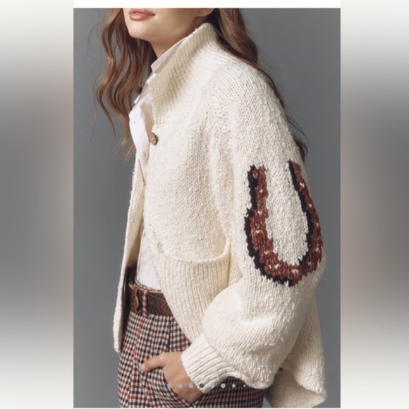 RARE Anthropologie Pilcro Western Horse Graphic Cardigan Sweater size S EUC - Picture 3 of 6